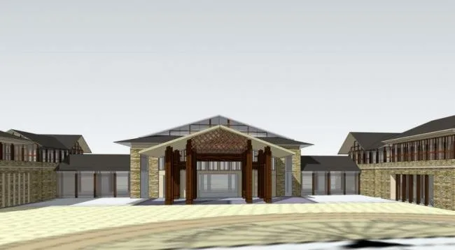 Sketchup Hotel Model | Multi story Resort Hotel, New Chinese Style