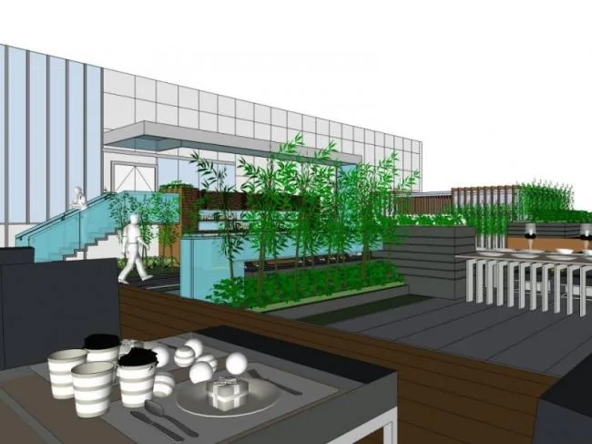 Sketchup Landscape Model | Roof Garden Landscape, Modern Style