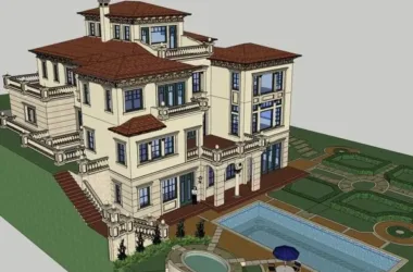 Classical Single-Family Villa Model in SketchUp-BIM WORLD