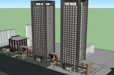 Modern High-Rise Hotel Model in SketchUp-BIM WORLD