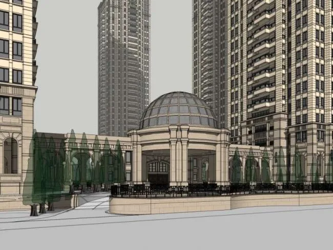 Sketchup Residential Model | High rise Residential Buildings, Classical Style