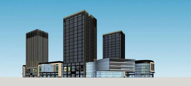 Sketchup Complex Model | Chongqing Daping Longhu Times Sky Street, super high-rise complex, hotel office, commercial podium, modern style