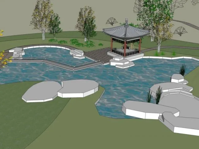 Sketchup Landscape Model | Chinese Garden, Landscape Architecture, Chinese Style