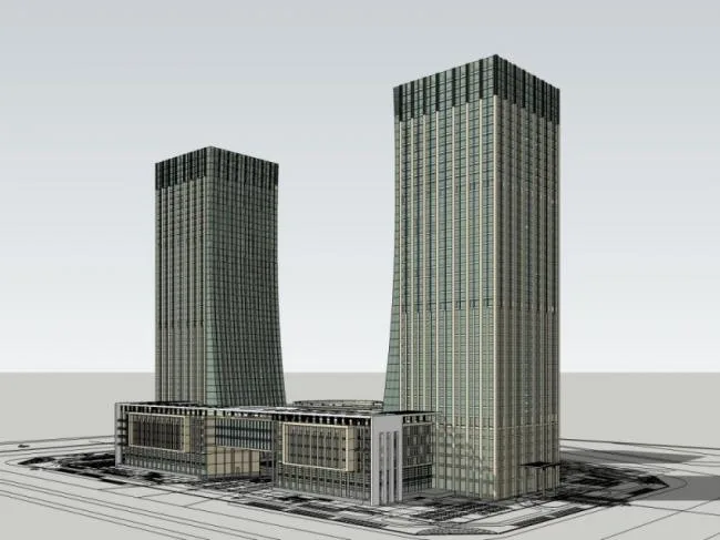 SketchUp Model of a Modern Super High-Rise Office Building