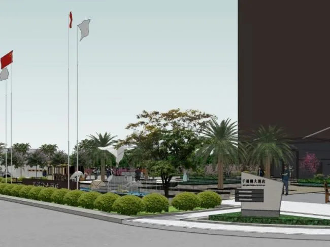 Sketchup Landscape Model | Commercial Landscape, Parking Lot Landscape, Modern Style