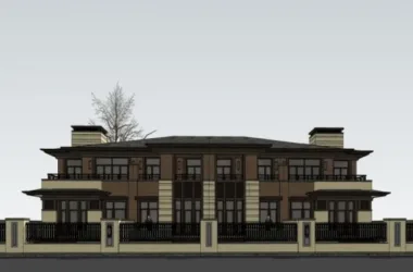 Modern Twin Villa Design | SketchUp 3D Model-BIM WORLD