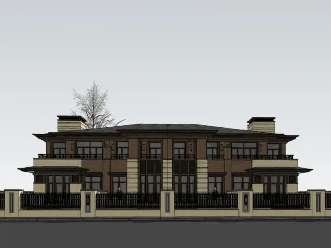 Modern Twin Villa Design | SketchUp 3D Model