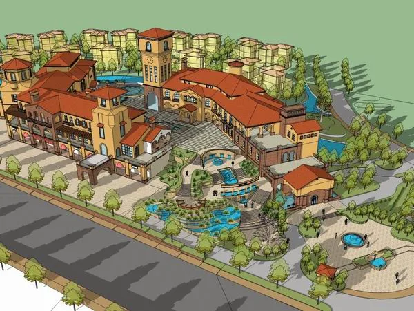 Multi-Story Residential Clubhouse in Classical Spanish Style | SketchUp Model