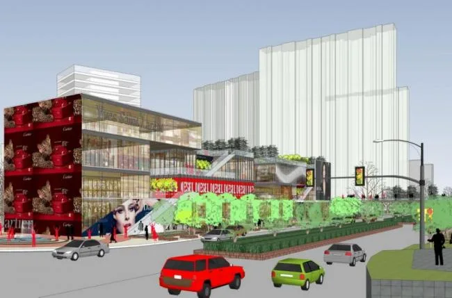 Sketchup Business Model | Multi-story Commercial Street, Modern Style