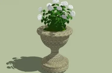 SketchUp Material Model: European Floral Bowl Landscape Component-BIM WORLD