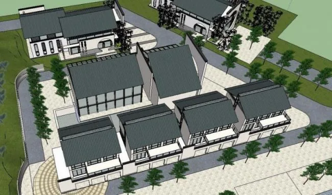 Sketchup Office Model | Park Supporting Facilities, Chinese Style, Chinese Park Supporting Service Area Model