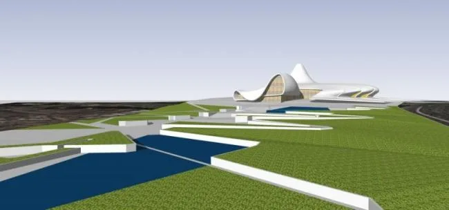 Sketchup Cultural Model | Multi story Cultural Center, Modern Style, 'Aliyev Cultural Center' designed by Zaha Hadid Architects