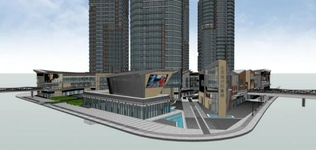 Sketchup Complex Model | Super high-rise office building, multi story commercial complex, residential, modern style