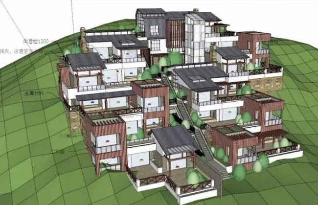 Sketchup Villa Model | Mountain Villa, Stacked Villa, Modern Style