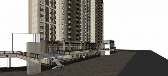 Sketchup Complex Model | Commercial Complex Along the Street, Commercial Skirts, Residential Buildings, High rise Residential Buildings, Apartments, Neoclassical Style