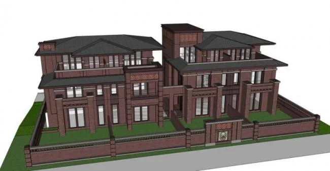 Sketchup Villa Model | Twin Villa, Modern Style