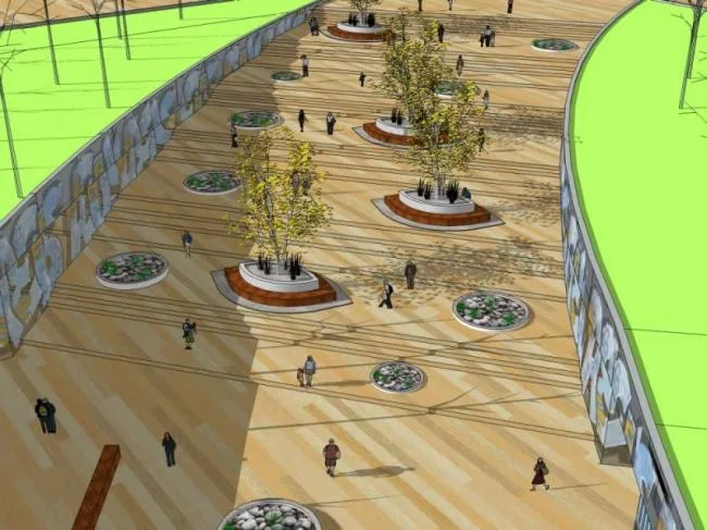 Sketchup Landscape Model | Square Landscape, Modern Style