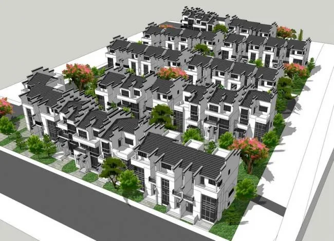 SketchUp Model of a Chinese-Style Row Villa