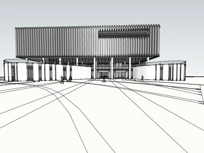 Sketchup Cultural Model | Exhibition Hall, Cultural Architecture, Modern Style