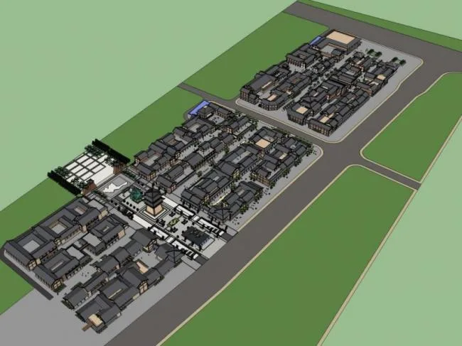 Sketchup Business Model | Commercial Street, Chinese Style