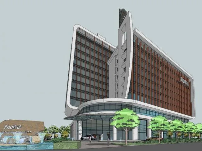 Modern High-Rise Hotel Model in SketchUp