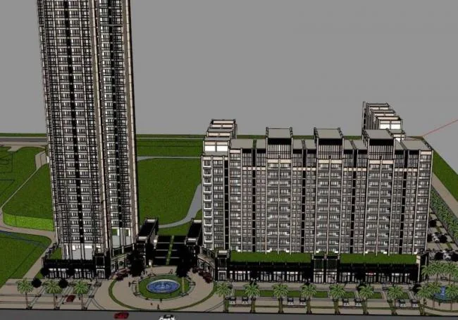 Classical-Style High-Rise Residential Building with Ground Floor Commercial Space | SketchUp Model