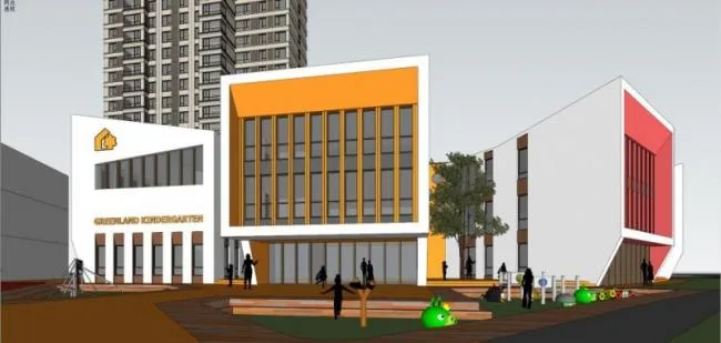 Sketchup School Model | Multi story Kindergarten School, Campus Educational Architecture, Modern Style