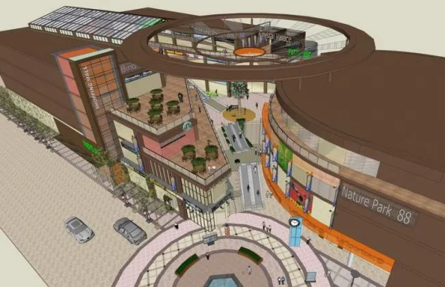 Sketchup Material Model | Multi story Commercial Street, Modern Style