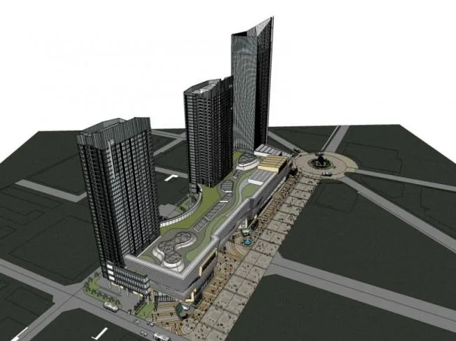 Sketchup Complex Model | Multi story Commercial Complex, Office Building, Residential, Modern Style