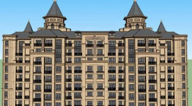 Sketchup Residential Model | Double Block High Rise Residential, Classical Style, Tuscan Style