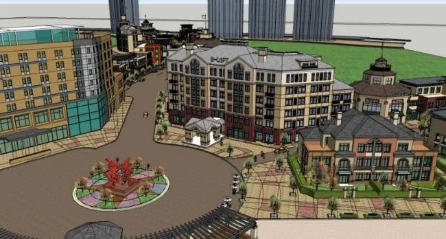 Sketchup Residential Model | Multi story Residential Commercial Building, European French English Tuscan Prairie West, Classical Style