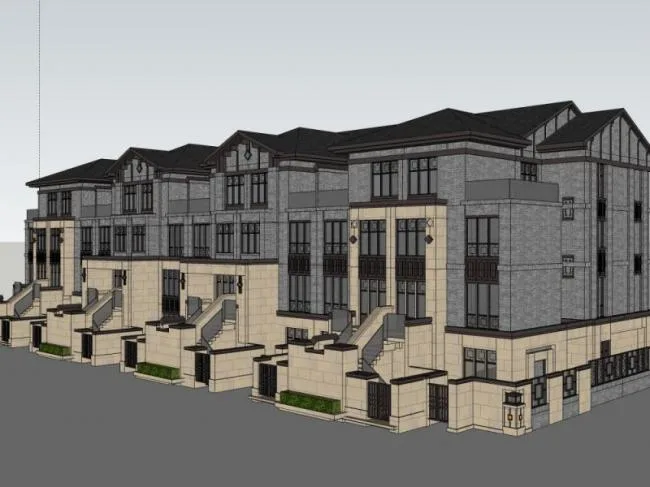 Sketchup Villa Model | Row Villa, Chinese Style