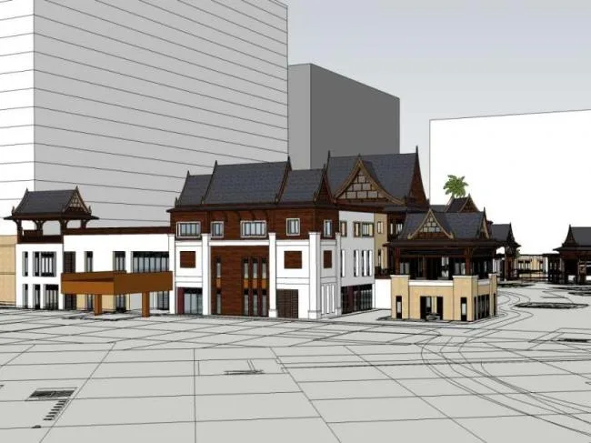 Sketchup Hotel Model | Multi story Resort Hotel, Chinese Style