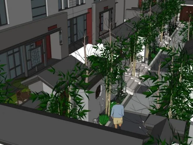 Sketchup Landscape Model | Courtyard Landscape, Residential Landscape, Chinese Style