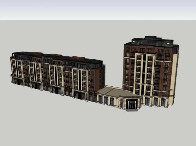 SketchUp Residential Design: Multi-Story Homes with Street-Level Commercial Spaces in Western Classical Style