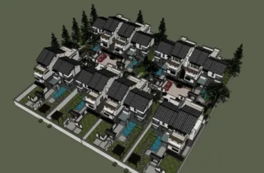 Huizhou-Style Villa Models in SketchUp: Sloping Roofs, Courtyards, and Row Houses with Traditional Chinese Design-BIM WORLD
