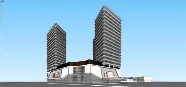 Sketchup Complex Model | Multi story Commercial Complex, Modern Style