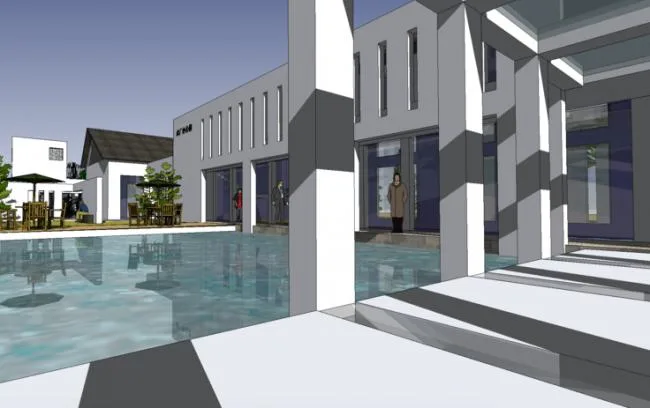 Sketchu Industrial Building | Multi story Hydroelectric Power Plant Office Building, Chinese Style, Industrial Architecture, Factory Building