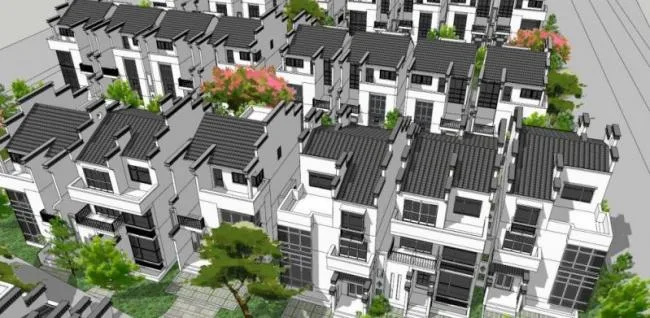 Sketchup Villa Model | Villa Cluster, Huizhou style Residential Buildings