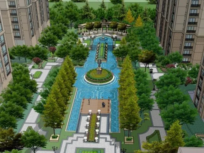 Sketchup Landscape Model | Community Landscape, Residential Landscape, Classical Style