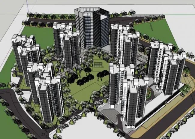 Sketchup Residential Model | High rise Residential Complex, Modern Style