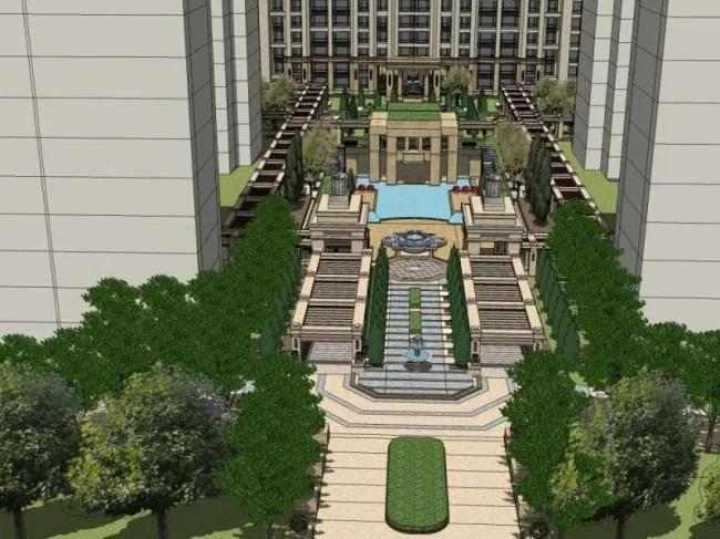 Sketchup Residential Model | High Rise Residential Buildings, Classical Style