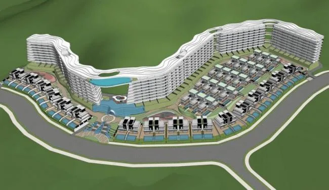 Sketchup Hotel Model | High rise Coastal Villa Hotel, Modern Style