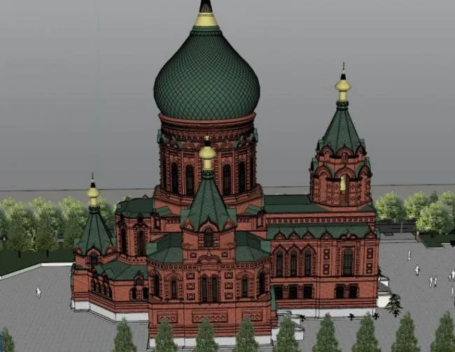 Sketchup Cultural Model | Multi story Sophia Church, Eastern European, Cultural Architecture, Classical Style