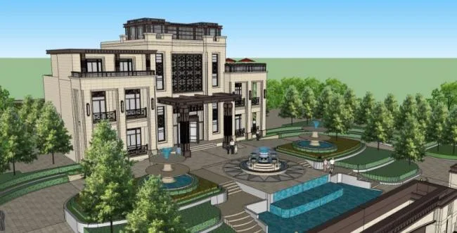 Sketchup Business Model | Multi story Clubhouse, Classical Style