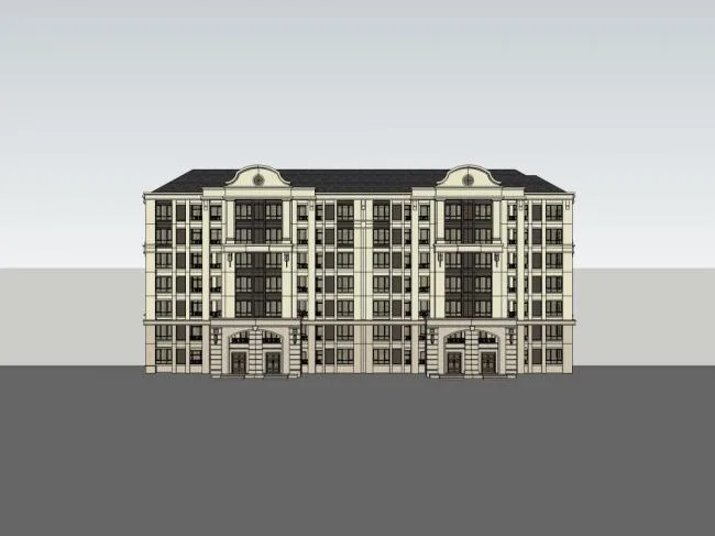 Classical Multi-Story Residential Model in SketchUp