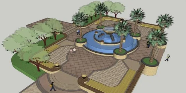 Modern Square Landscape Design in SketchUp