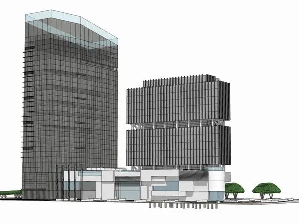 Sketchup Complex Model | Multi story High rise Complex, Office Building, Commercial, Shopping Center, Modern Style