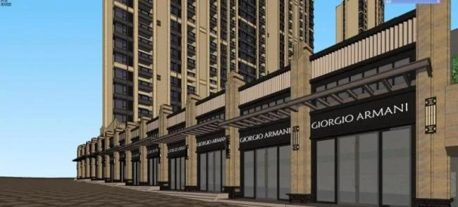Sketchup Residential Model | Super high-rise residential, ground floor commercial, neoclassical style