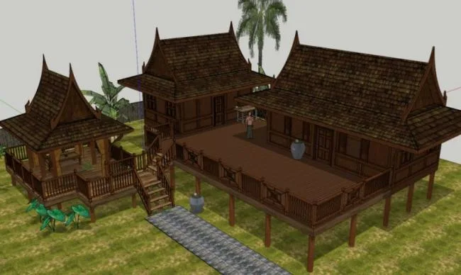 Sketchup Villa Model | Vacation Cabin, Modern Style